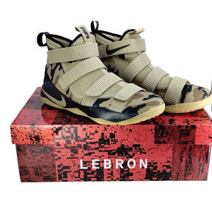 Nike Zoom LeBron Soldier 11 XI Black Camo Gum Olive Basketball Shoes Men Size 10